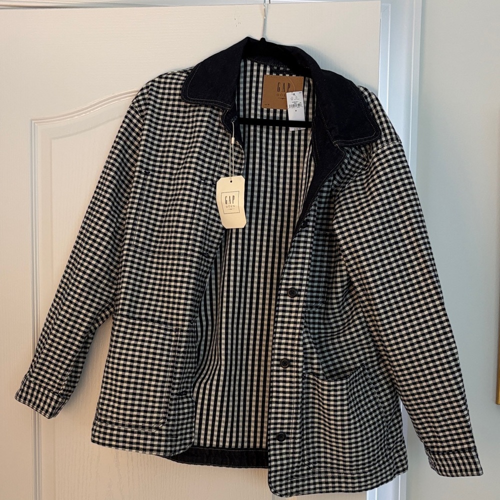 GAP x Doen Gingham Utility Jacket with Dark Collar